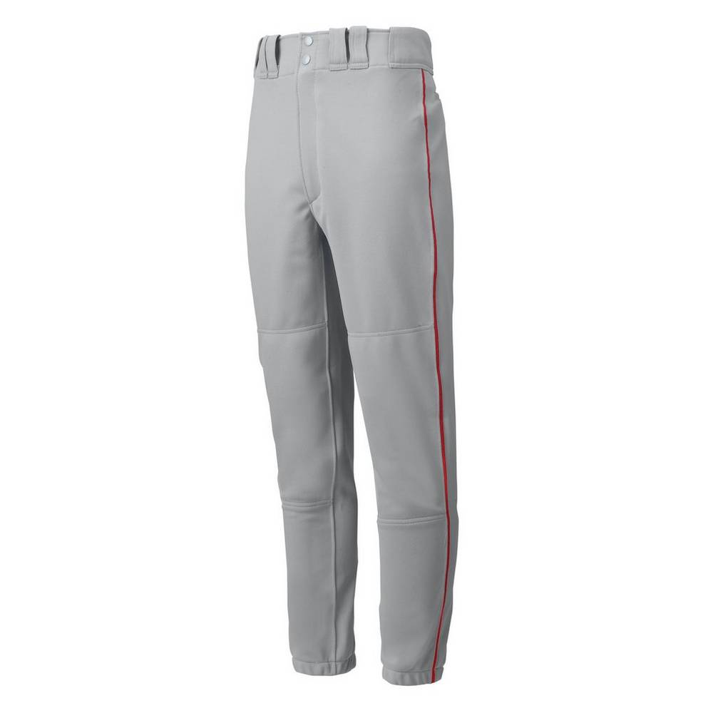 Pantalones Mizuno Premier Piped Hombre Gris/Rojas Outlet MJOD-25461